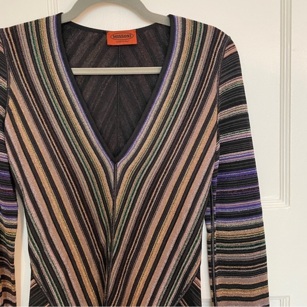 MISSONI Sparkly V-Neck Blouse! Spectacular Colors, Near Perfect Condition, Sz 38 - Picture 13 of 15